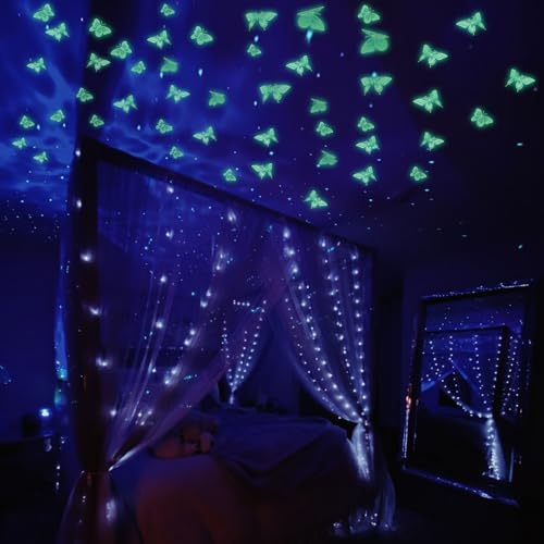 Glow in The Dark 3D Butterfly 24 Pcs 3 Sizes (24 Count)