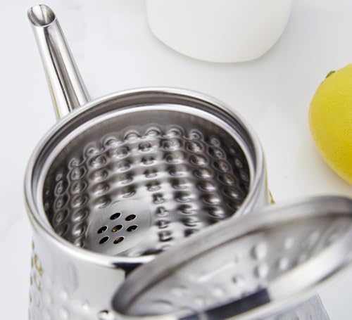 1.6L(54oz) Stainless Steel Hammer Patterned Teapot With Removeable Infuser,Loose leaf cover,Silver