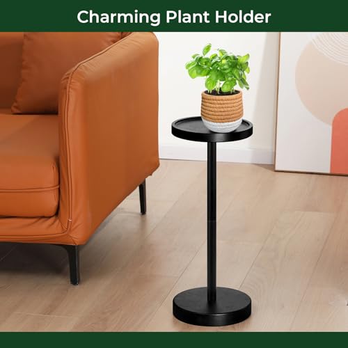 Solid Wood Pedestal Side Table Black