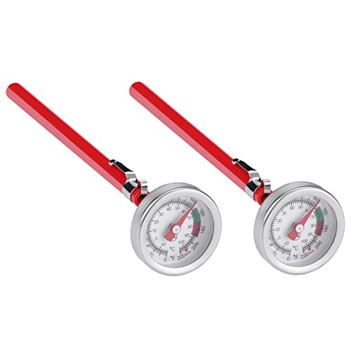 2 Pack Instant Read Pocket Milk Frothing Thermometer with1 inch Dial 5 inch Probe Clip (2 Count)