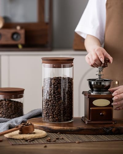 37 oz Coffee Canister with Scoop and Wooden Lids