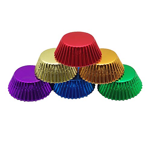 Rainbow 6 Bright Colors Standard Cupcake Liners Muffin Foil Paper Baking Cups (120 Count)