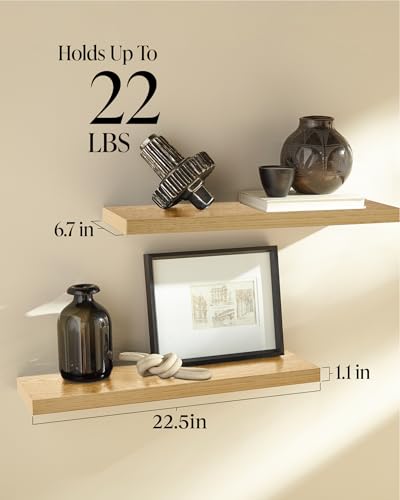Light Oak Toned Floating Shelves 22.5in