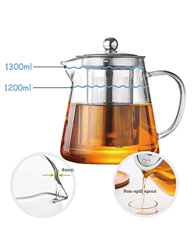 Glass Teapot with Infuser Tea Pot 1300ml