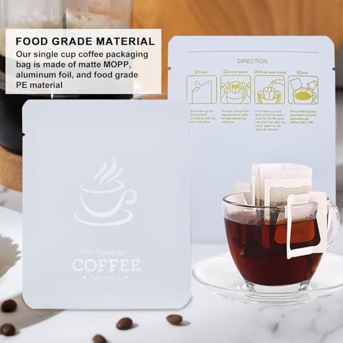 75 Pack Pour Over Coffee Filter Bags with 75 Foil Storage Pouches (75 Count)