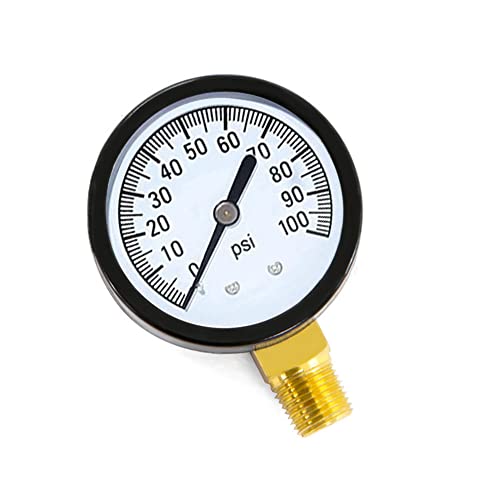 1 4" NPT 100Psi Steel Economical All Purpose Pressure Gauge with Brass Internals 2" Dial Display Bottom Mount
