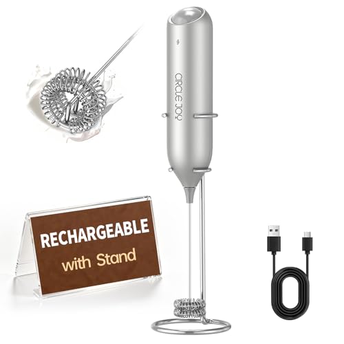 Rechargeable Milk Frother Handheld with Stand