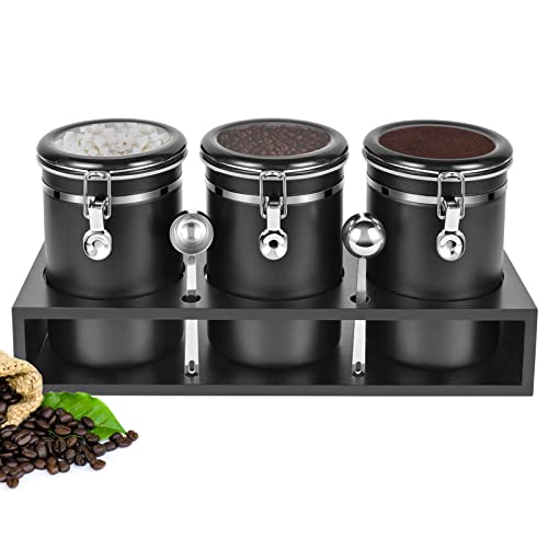 3×63OZ Stainless Steel Coffee Container with Shelf and Scoop for Coffee Bar (80 Ounce)