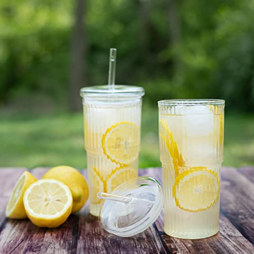 All Glass Iced Coffee Cup with Lid and Straw (2 Count)