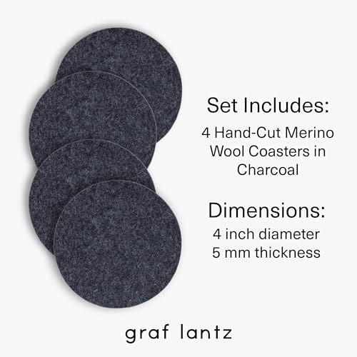 Bierfilzl Merino Wool Round Coasters Set of 4 (4 Count)