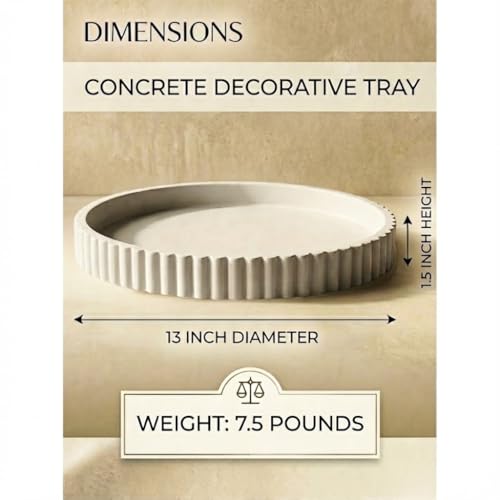 13 Inch Concrete Round Tray Home Decor for Coffee Table Decor