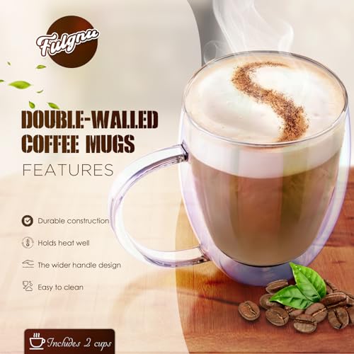 Double Wall Glass Coffee Mugs Set of 2