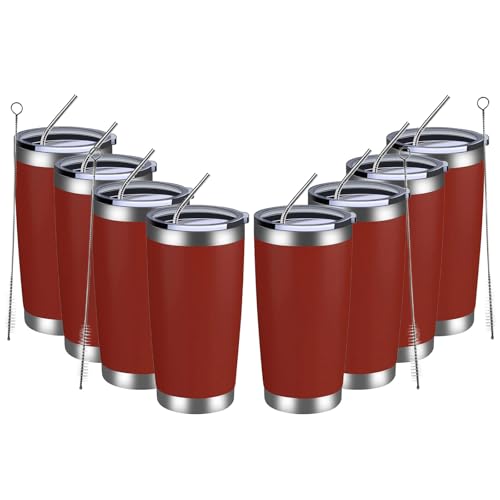 20oz Tumbler 8 Pack Double Wall Vacuum Insulated Travel Mug Bulk (8 Count)