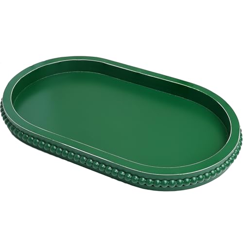 Green Oval Wood Decorative Ottoman Tray for Coffee Table