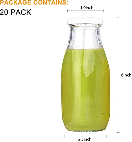 12 oz Glass Milk Bottles with Lids (20 Count)