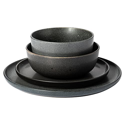 James Street Stoneware Matte Reactive Double Bowl Dinnerware Set
