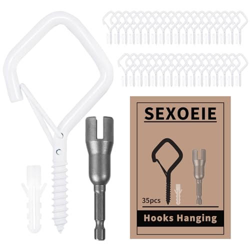 35PCS Eye Screw Hooks for Hanging Heavy Duty with Safety Buckle.Metal Ceiling Hooks for Hanging Plants