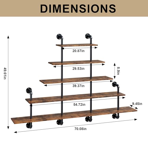 70" Industrial Pipe Shelving (5 Count)