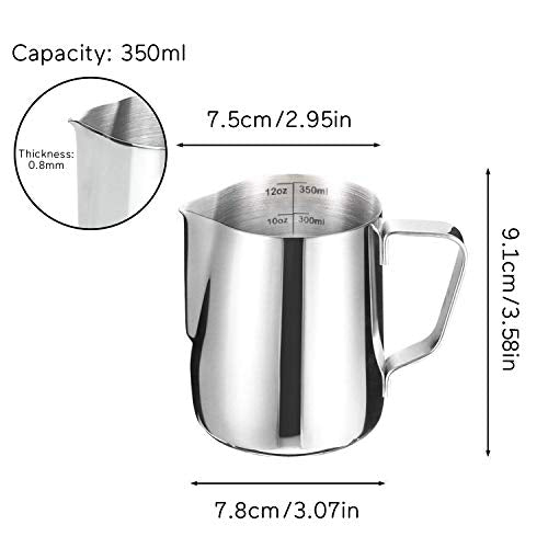 Stainless Steel Milk Frothing Pitcher Cappuccino Pitcher Pouring Jug Espresso Cup Creamer Cup for Latte Art
