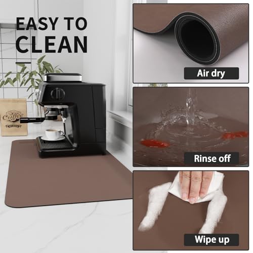 Coffee Mat Absorbent Hide Stain Rubber Backed Dish Drying Mat for Kitchen Counter