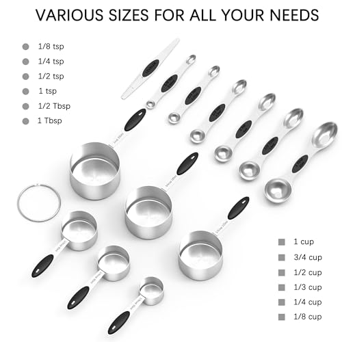 Stainless Steel Measuring Cups and Spoons Set with Silicone Handle