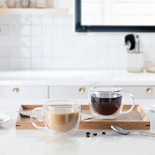 8oz Double Wall Glass Coffee Mugs (4 Count)