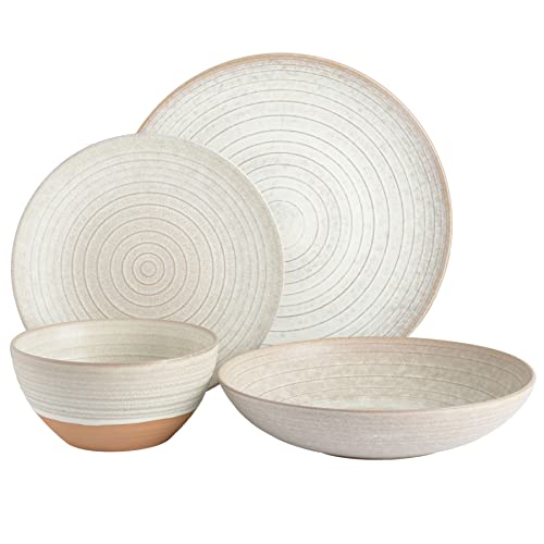 16 Piece Dreamweaver Double Bowl Terracotta Reactive Dinnerware Set