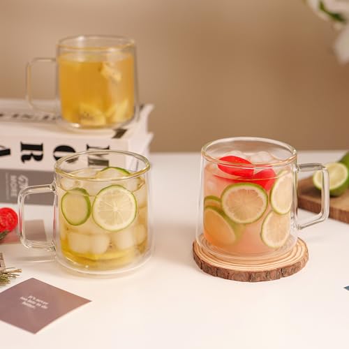 15oz Double Walled Glass Coffee Mugs (2 Count)