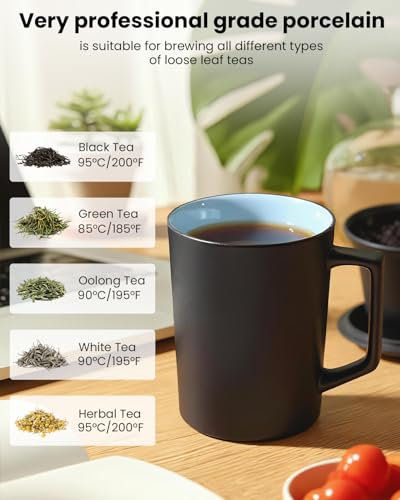 15 oz Ceramic Tea Infuser Cup with Lid
