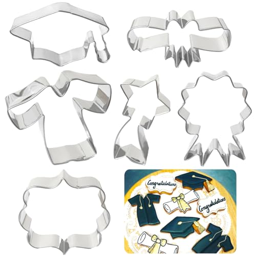Graduation Cookie Cutters 6Pcs for Celebration Kitchen Baking (6 Count)