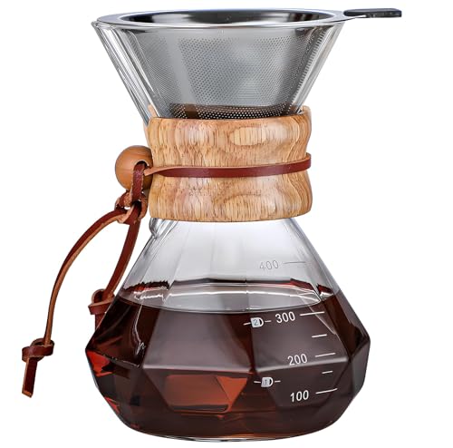 Pour Over Coffee Maker with Reusable Stainless Steel Drip Filter