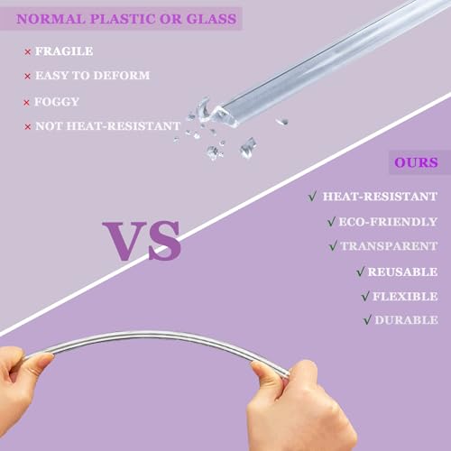 6 Pcs Reusable Silicone Straw Tips with Drinking Long Straws Compatible with Stanley 20 oz Cup Tumbler (12 Count)