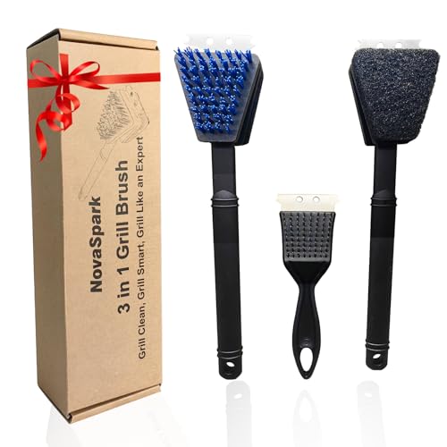 3-in-1 Grill Cleaning Kit, Nylon Grill Brush for Outdoor Grill (3 Count)