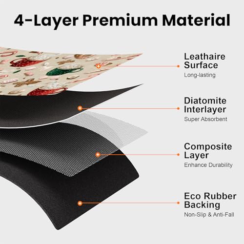 Coffee Bar Mat Absorbent Dish Drying Mat Cuttable Hide Stain Draining Table Pad for Kitchen Counter Coffee Bar Accessories