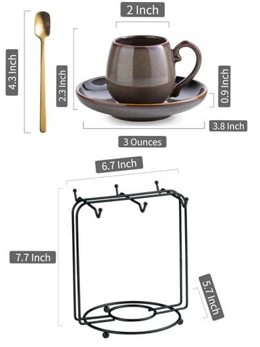 3 Ounce Espresso Cups and Saucers Set of 6 (6 Count)
