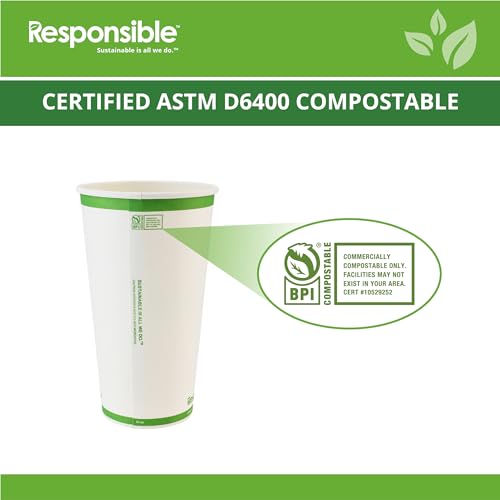 Certified Compostable 20 oz Paper Cups (50 Count)
