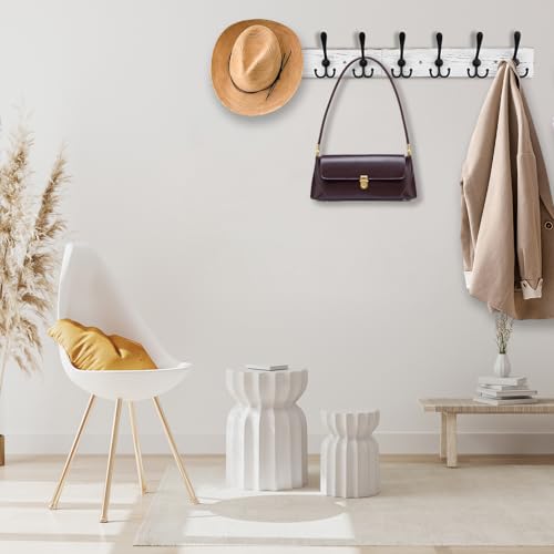 32.2'' Large Coat Rack Wall Mount Coat Hooks with 8 Metal Black Triple
