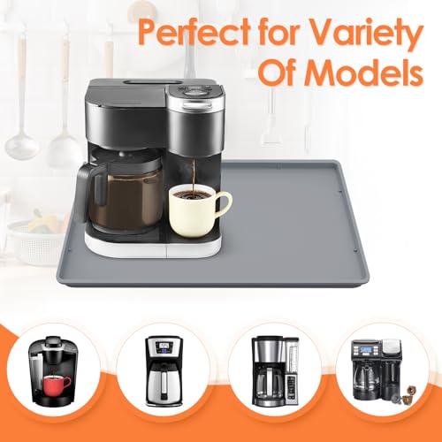 Silicone Coffee Maker Mat with Lip for Countertops