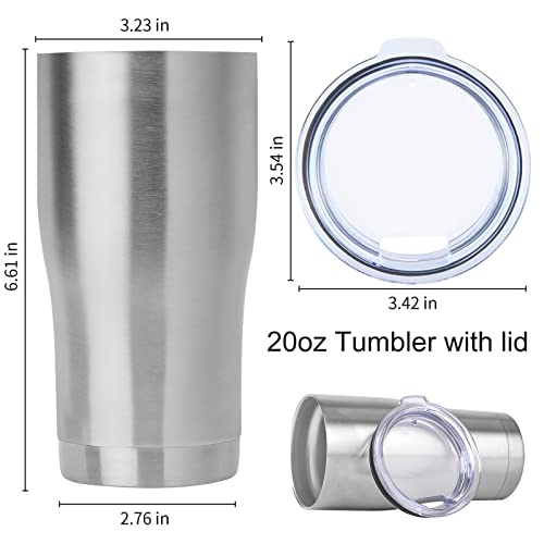 20oz Tumbler with Lid Stainless Steel Tumblers Bulk (4 Count)