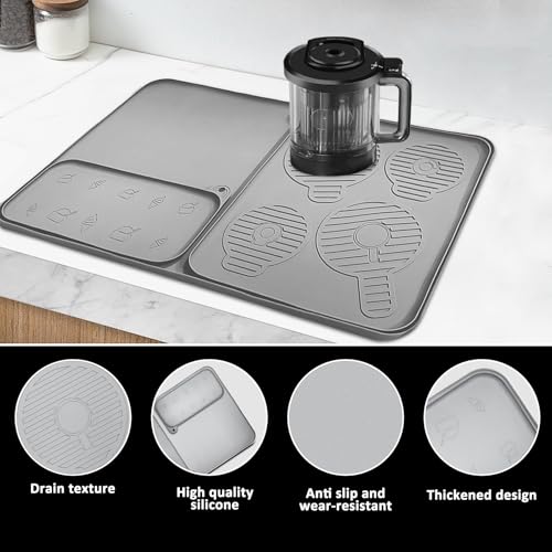 Silicone Coffee Mat 25"x16'' Large Coffee Bar Mat for Counter Station Accessories (3 Count)