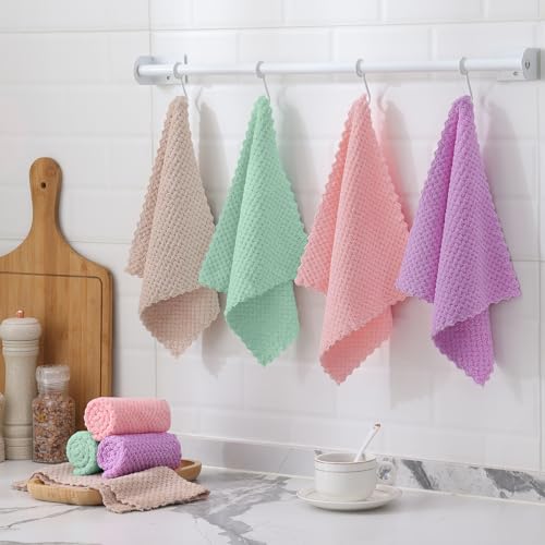 12 Pack Coral Velvet Kitchen Dish Cloths (12 Count)