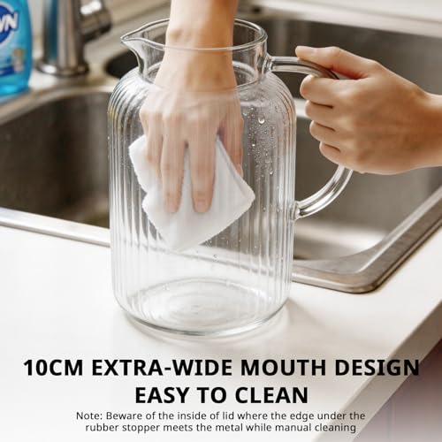 1 Gallon Glass Pitcher with Lid and Handle