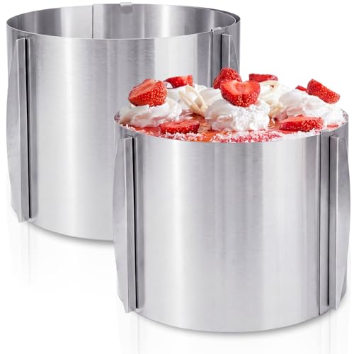 2 Pcs Extra High 15cm Cake Ring 6 to 12 Inch Adjustable Cake Mold (2 Count)