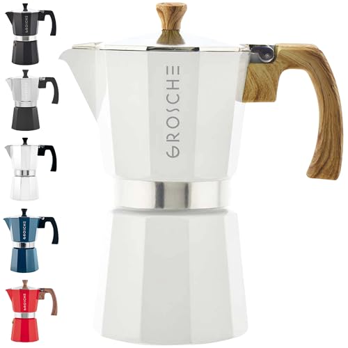 Milano Stovetop Espresso Maker Moka Pot 6 espresso Cup 9.3 oz White