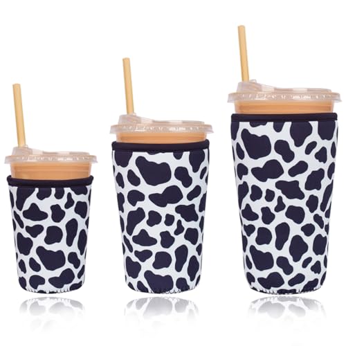 Reusable Insulated Neoprene Iced Coffee Cup Sleeve (3 Count)