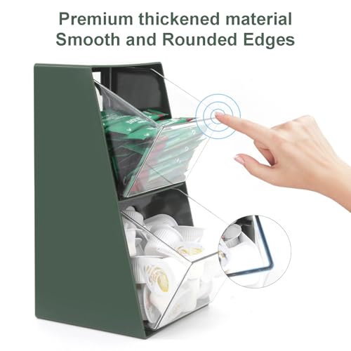 Coffee Pod Storage with 2 Large Capacity Basket K Cup Holder Countertop Organizer for Creamer Keuring Espresso Capsule Plastic Tea Bag Organizer Green