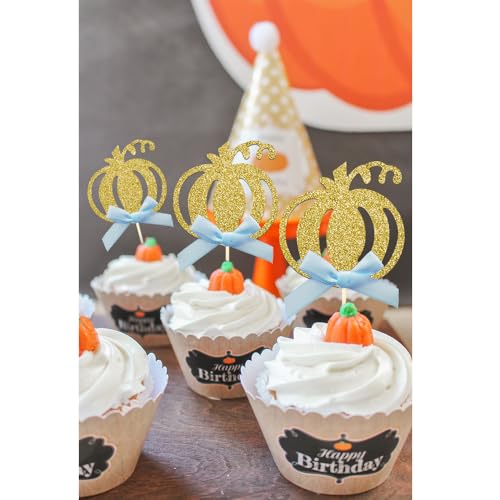24pcs Pumpkin Cupcake Toppers (24 Count)