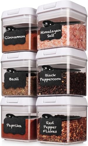 6PC (0.5L, 2.1 Cup, 17oz) Airtight Spice Storage Containers, 6 Spoons (6 Count)