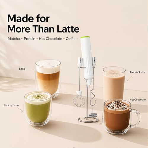 Milk Frother Handheld with 3 Stainless Steel Whisks
