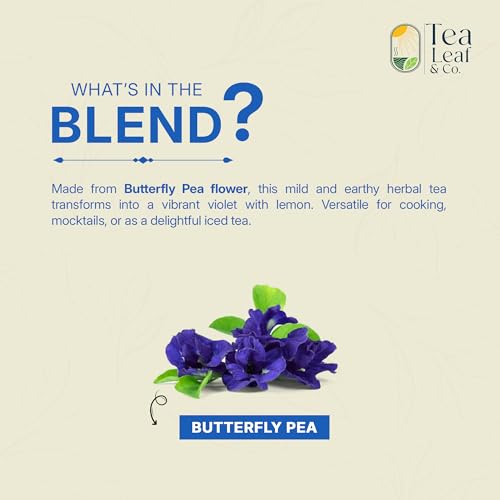 Tealeaf & Co. Butterfly Pea Herbal Tea Bags Blended with Fresh Herbs (3.52 Ounce)